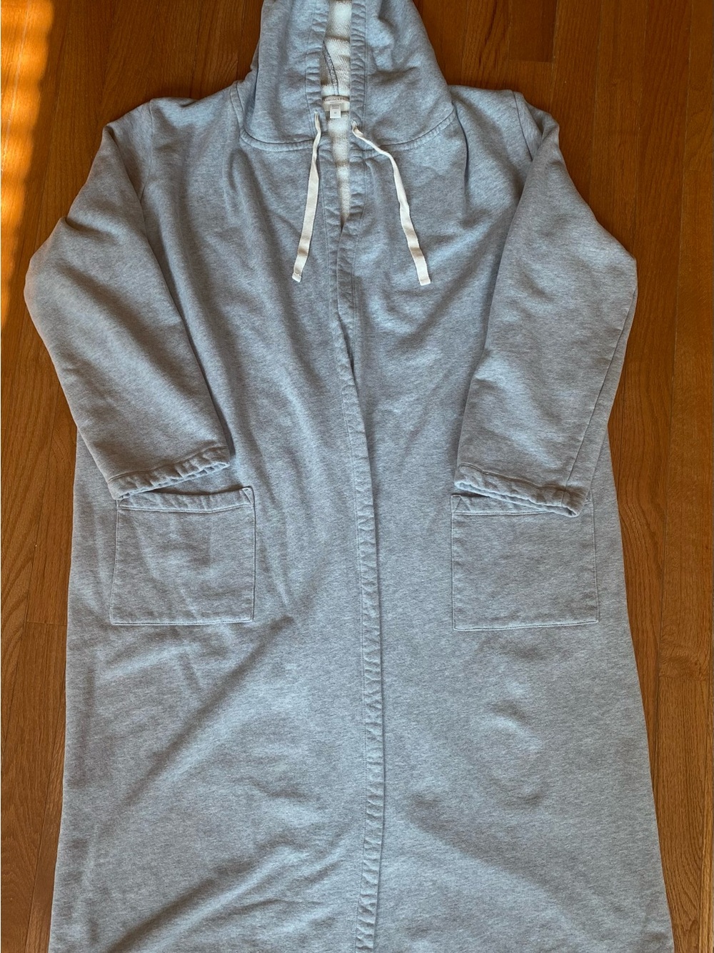 Garnet Hill Hooded Sweatshirt Robe Duster Jacket Grey Medium